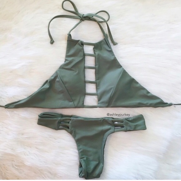 Boutique Other - Olive Green Halter Strappy Bikini / Small / NWOT!
